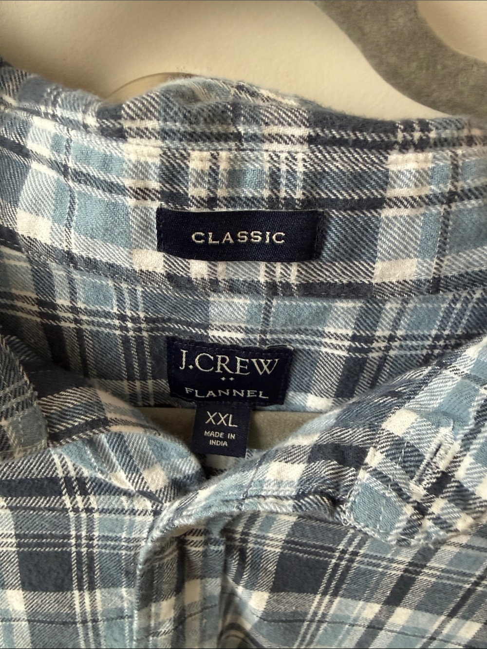 J. Crew Blue and White Plaid Flannel Button-Down Shirt 100% Cotton - Picture 2 of 3